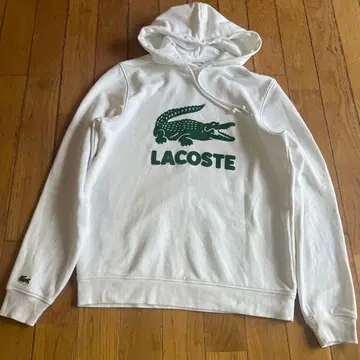 LACOSTE 화이트 후드 부착 후드티