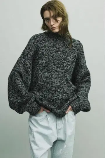 슈타인 캐시미어 멜란지 점퍼 터틀넥 니트