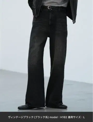 wym CURVED FLARE DENIM SLACKS 빈티지 블랙