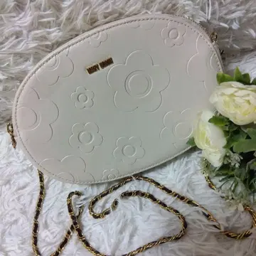 MARY QUANT 꽃무늬 숄더백 화이트