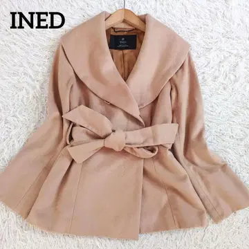 이네드 숏코트 여배우 옷깃 벨트 A라인 히요쿠 핑크 베이지 9호 M