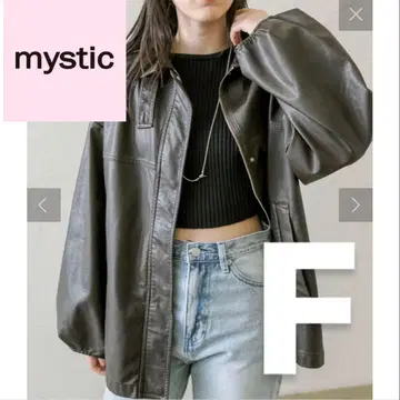 mystic 페이크 가죽 자켓 브라운 가죽 블루종