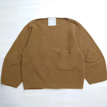 근년 비어즐리 포켓 니트 긴팔 울 모 소재 프리 사이즈