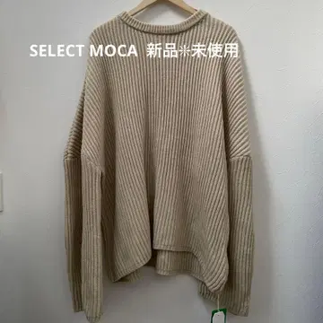SELECT MOCA 베이지 리브 니트 긴팔