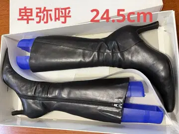 히미코 새상품급 가죽 롱 부츠 24.5cm 박스 포함