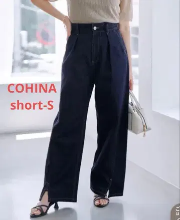 코히나 턱 디자인 하이웨스트 데님 팬츠 short S