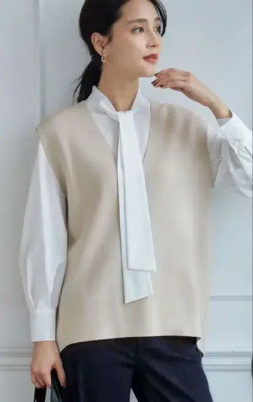 자유구 [세탁 가능] 울 밀라노 니트 베스트 사이즈 38