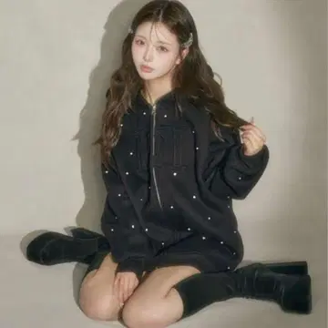 다리치 DD 로고 비쥬 지퍼 후드티 블랙