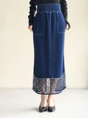 Mame Kurogouchi Denim Jersey skirt