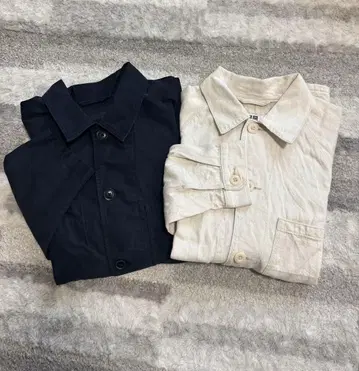 UNIQLO 긴팔 셔츠 2장 세트 M 사이즈 네이비 아이보리