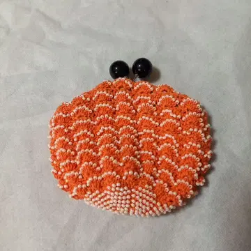 비즈제 오렌지 물결무늬 코인 케이스