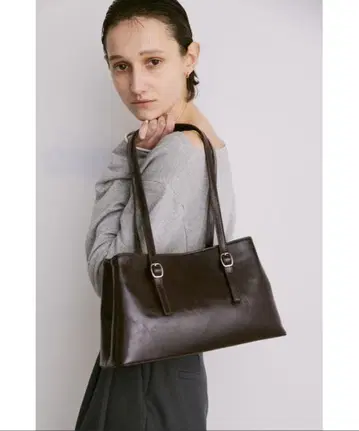 빈티지 느낌 더블 핸들 백 / 인조 가죽 스퀘어 백