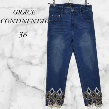 그레이스 콘티넨탈 에스닉 자수 데님 팬츠 비즈 36