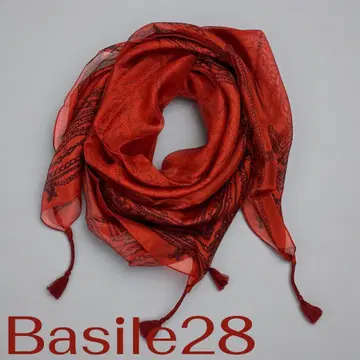 Basile28 바실레28 실크 스톨 빨간색 태슬 포함