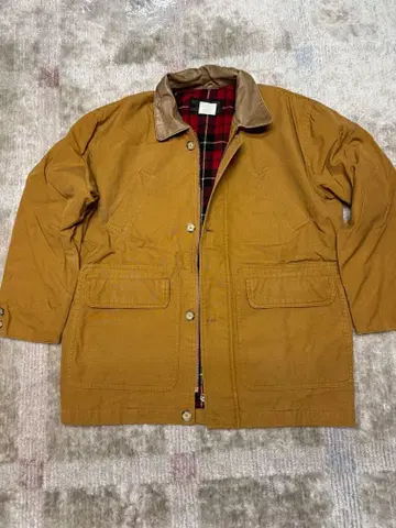 구제 의류 브라운 코튼 자켓 체크 안감