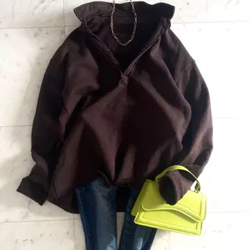 새상품급 프랭크앤일리 PATRICK 헨리넥 맨투맨 브라운