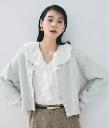 하트 모듬 펄 단추 라메 믹스 가디건