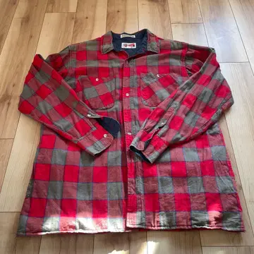 ARROW 긴팔 플란넬 셔츠 레드 그레이 카키 체크 빈티지