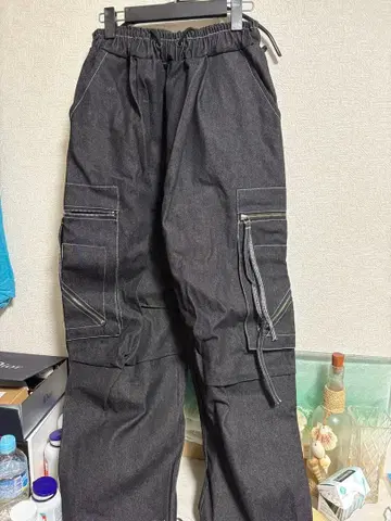 K-스타일 다크 그레이 카고 팬츠 다기능 포켓