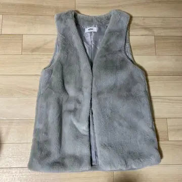 AZUL 인조 모피 베스트 그레이