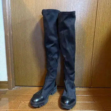 블랙 롱 부츠 사이드 지퍼