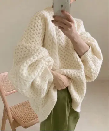 셀렉트모카 by son 오버사이즈 허니콤 니트 화이트