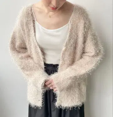 로리즈팜 라메 샤기 가디건 LONG 아이보리