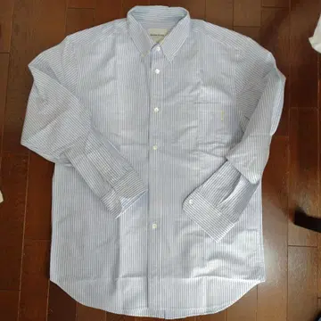 PAPAS PLUS 스트라이프 버튼 다운 긴팔 셔츠 L