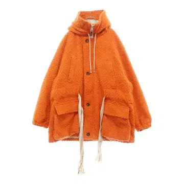 NEZU YOHINTEN 드로 코드 부착 울 후디 집업 코트