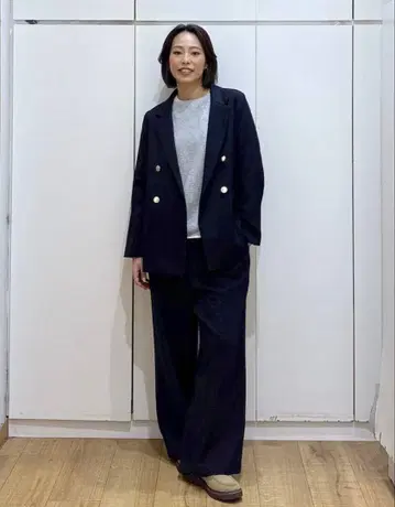 네이비 더블 브레스트 자켓