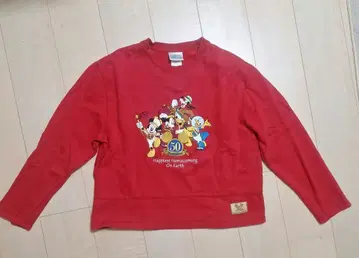 디즈니 50주년 기념 맨투맨 빨간색 트레이닝복 미키 도날드