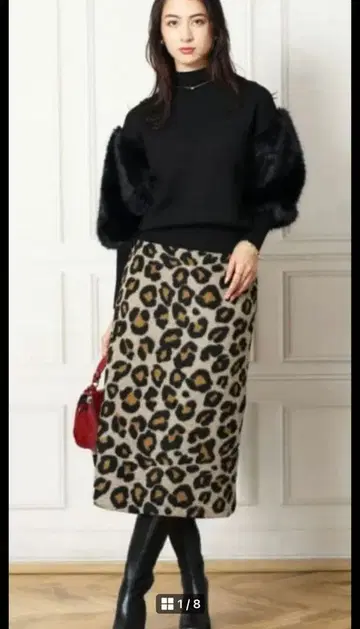 야마다야 FENNEL 레오파드 슬림 스커트 9호 미사용 새상품