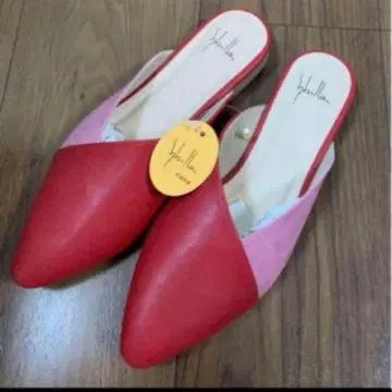 새상품 시빌라 샌들 뮬 레드 핑크 M 사이즈 23.5cm
