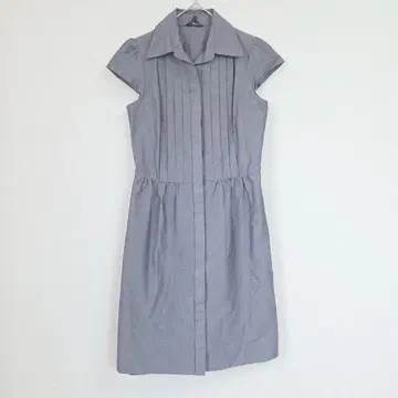 ROPE 셔츠 원피스 반팔 그레이 7호 S 사이즈 면 혼방 핀턱