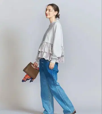 맨투맨 벨로아 페플럼 티어드 풀오버 실버