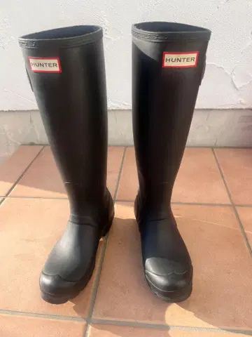 헌터 블랙 롱 부츠 버클 포함