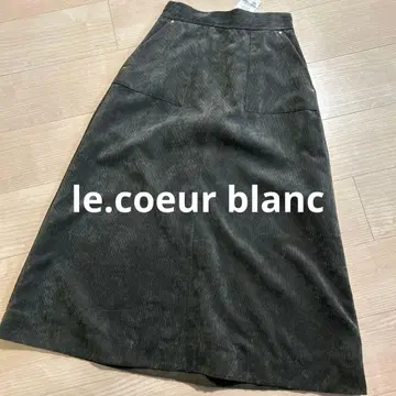 르쿠르 블랑 빈티지 코듀로이 롱 플레어 스커트 카키 그린