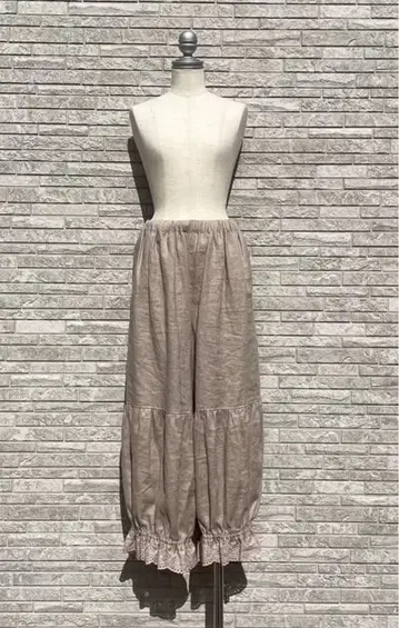 루미네 타치카와점 한정 상품 린넨 물방울 개더 팬츠 베이지