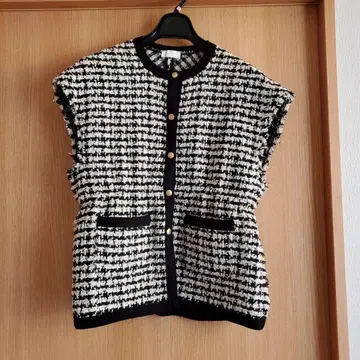 BALLSEY 니트 콤비 트위드 프렌치 슬리브 베스트