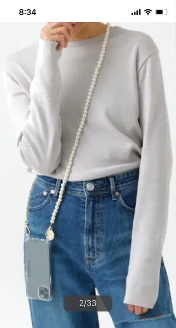 이에나 파인 게이지 풀 니들 크루넥 풀오버 그레이