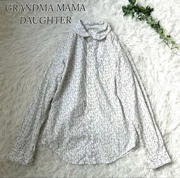 그랜드마더 도터 미니 꽃무늬 둥근 카라 긴팔 블라우스
