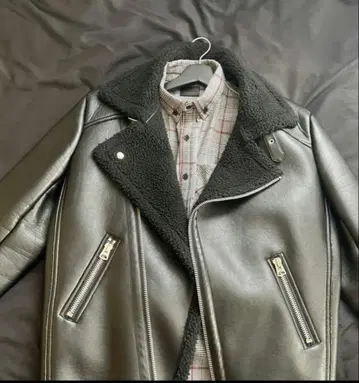 블랙 가죽 더블 라이더 자켓