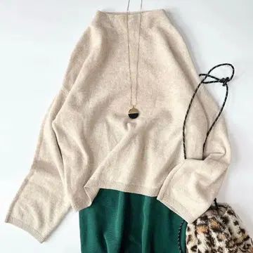 새상품급 투모로우랜드 울 캐시미어 보틀넥 니트 풀오버 베이지