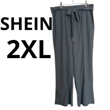 SHEIN [ 2XL ] 블루 와이드 팬츠 스카이블루 편안한 리본