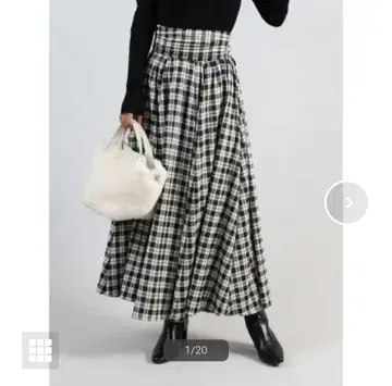 미사용 택 포함 페넬 백리본 깅엄 체크 플레어 스커트