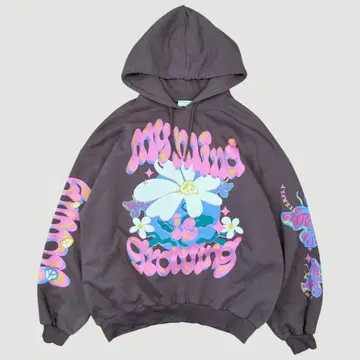 Bershka 빅 사이즈 그래픽 후드티 소매 프린트 블랙 XL 사이즈