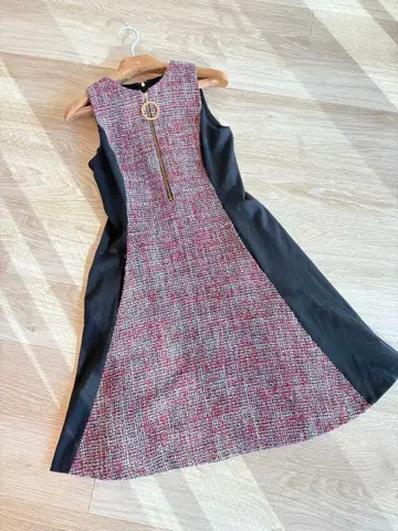 슬리브리스 빨검 트위드 원피스