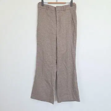 GU 체크 무늬 플레어 팬츠 브라운 S