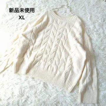 미사용 새상품 오버 사이즈 케이블 짜임 니트 스웨터 XL 아이보리