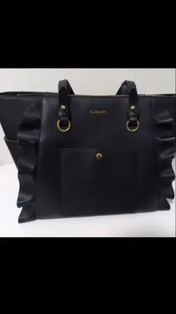 프릴 달린 블랙 토트백